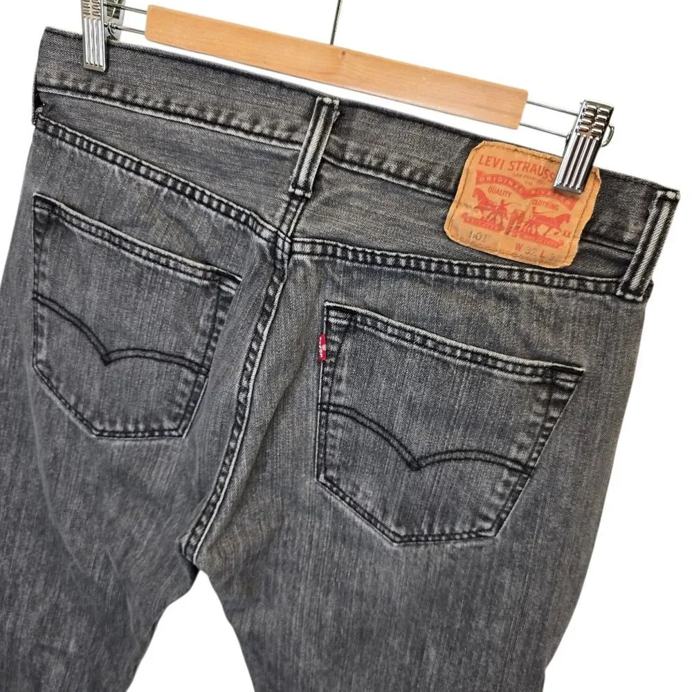 Levi's 501 Men's 32x32 Striaght Fit Stone Washed Gray Denim Jeans 501-6275